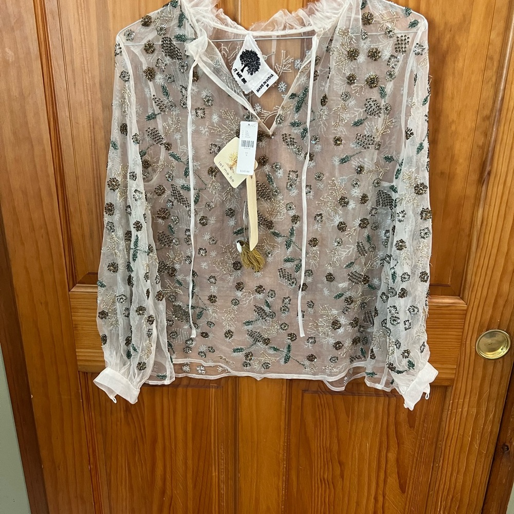 Embroidered sheer blouse
